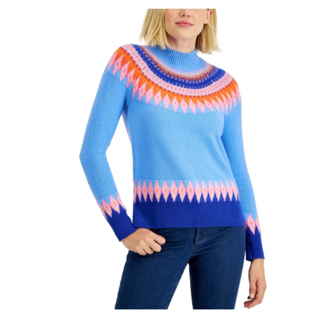 COPY - CHARTER CLUB Women's Fair Isle Mock Neck Family Holiday Sweater,